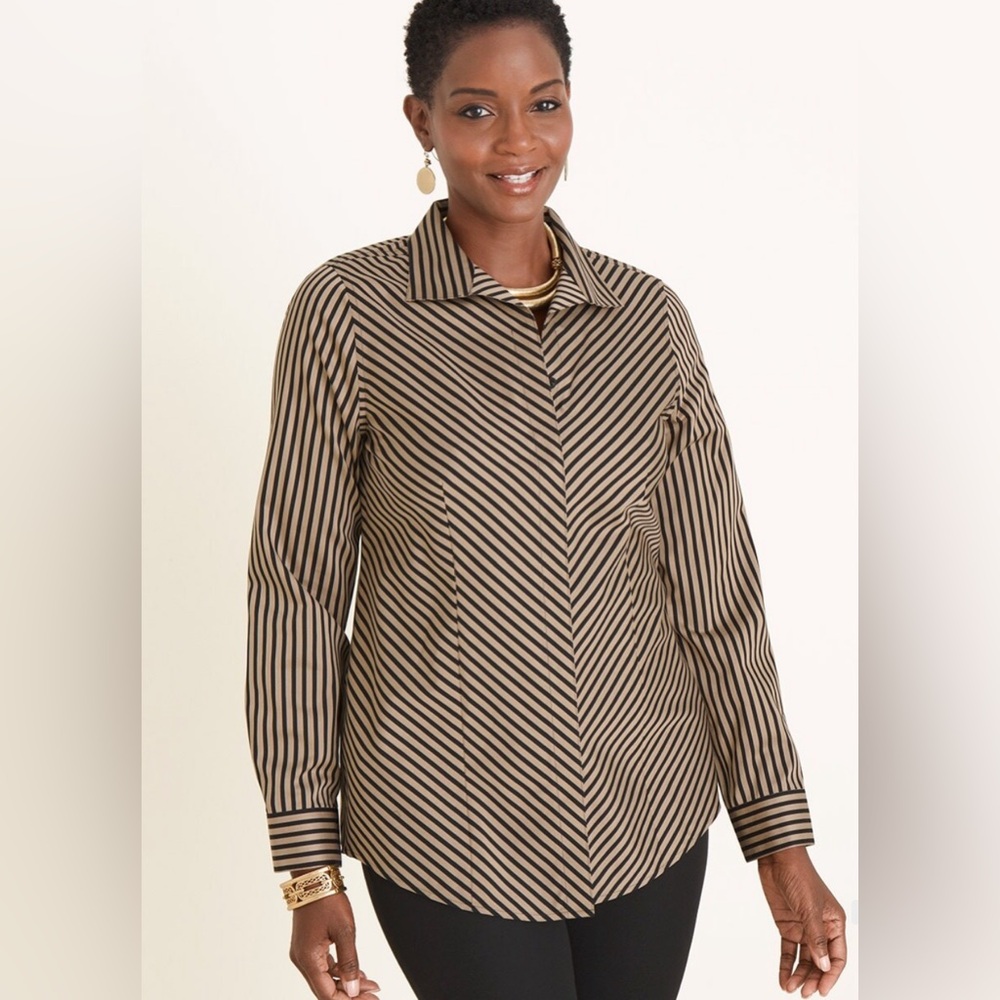 Chico’s No Iron Sateen Wing-Collared Shirt